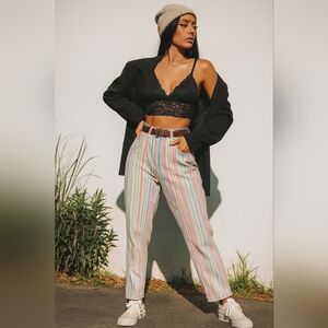 Vintage Eaton Attitude Pastel Candy Striped Jeans Size 12 High Waisted Pants